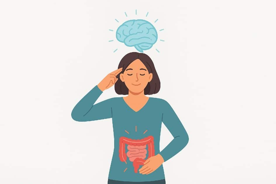 Woman gaining mental clarity as her gut health improves, symbolizing the gut-brain power connection