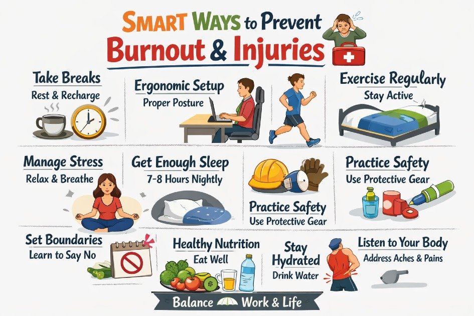 Smart strategies to prevent burnout and injuries in daily life and work