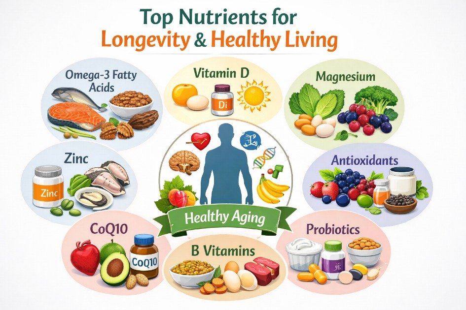 Essential nutrients for longevity and healthy living