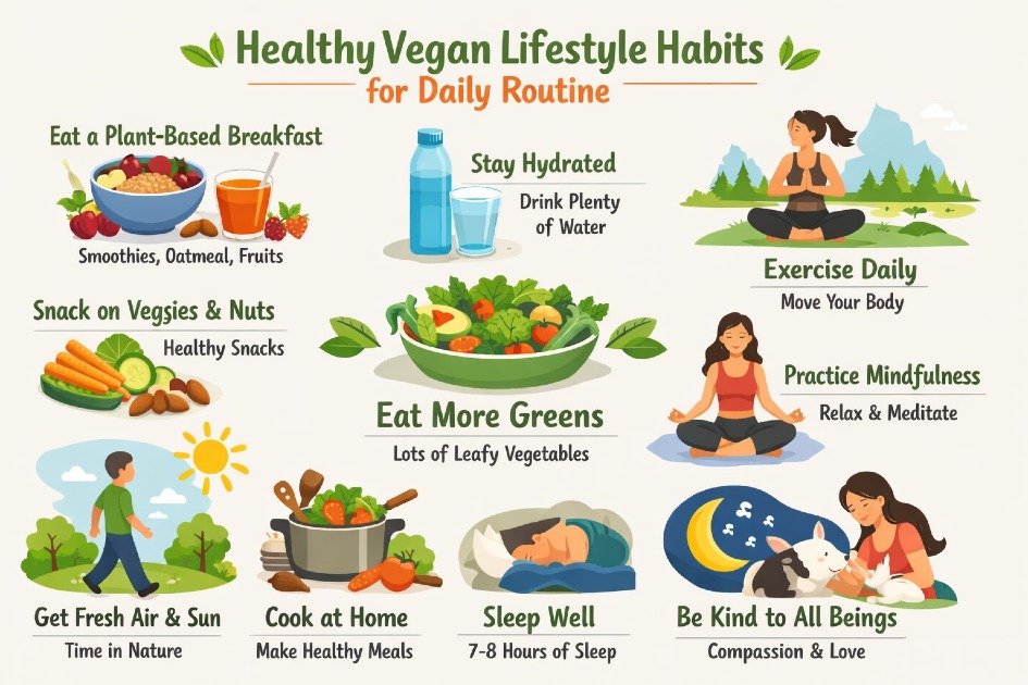 Healthy vegan lifestyle habits for daily routine
