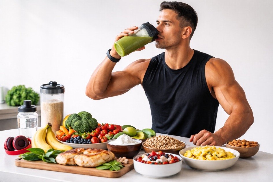 Athlete fueling up with nutrient-rich foods to boost performance and recovery.