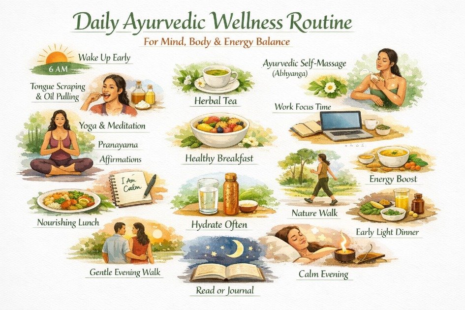 Daily Ayurvedic wellness routine for mind, body, and energy balance
