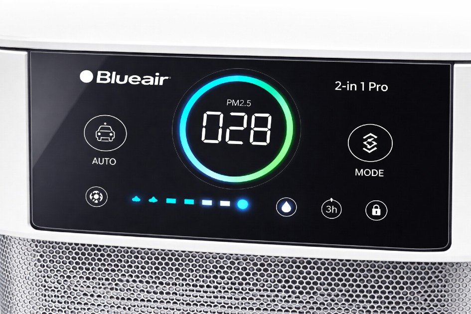 Close-up of Blueair 2-in-1 Pro control panel