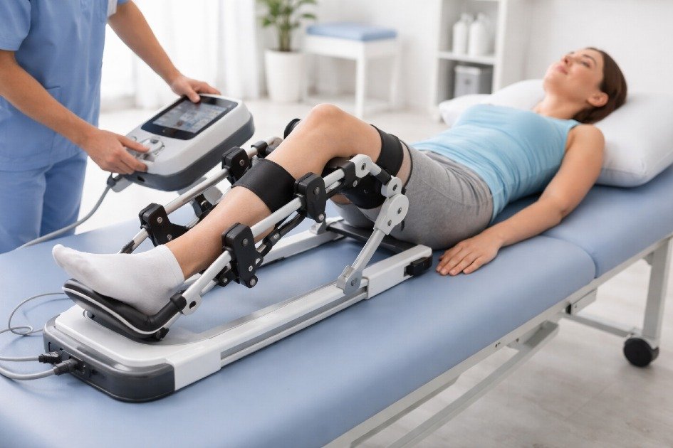 continuous passive motion machine improving knee range of motion during physical therapy
