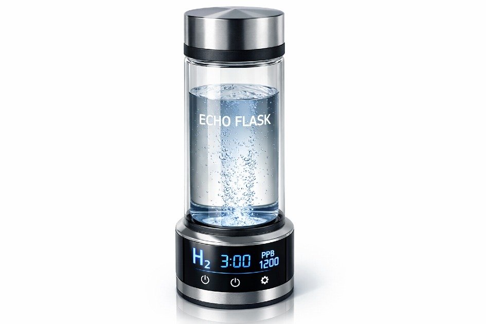 Echo Flask hydrogen water bottle with digital touch display