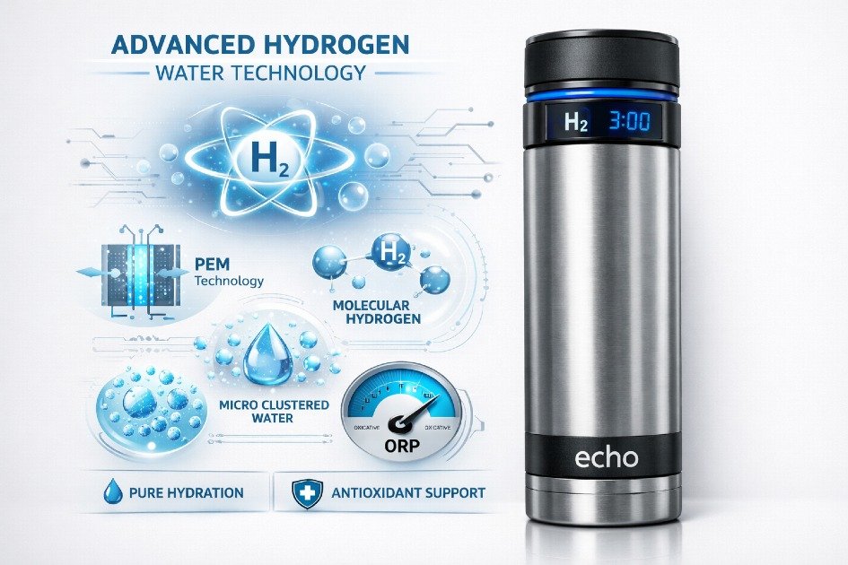 Advanced hydrogen water technology displayed on Echo Flask