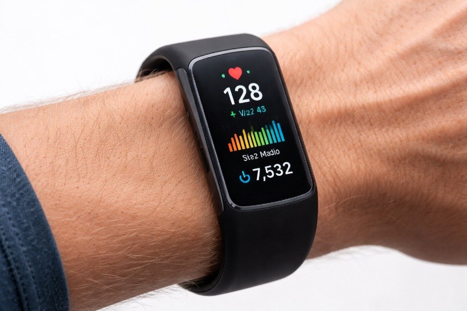 Fitbit Charge 6 on wrist showing health stats, ideal for fitness enthusiasts and tech-savvy users.