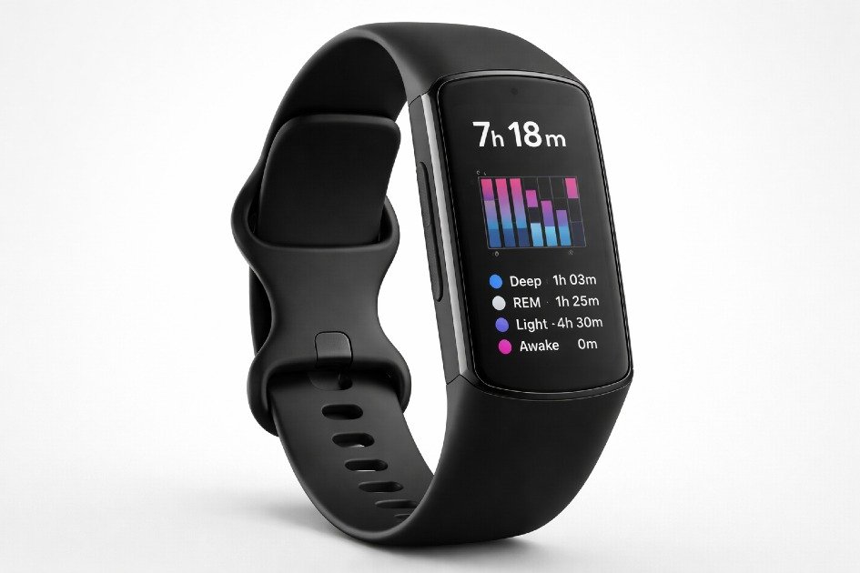 Fitbit Charge 6 displaying sleep stages on its screen