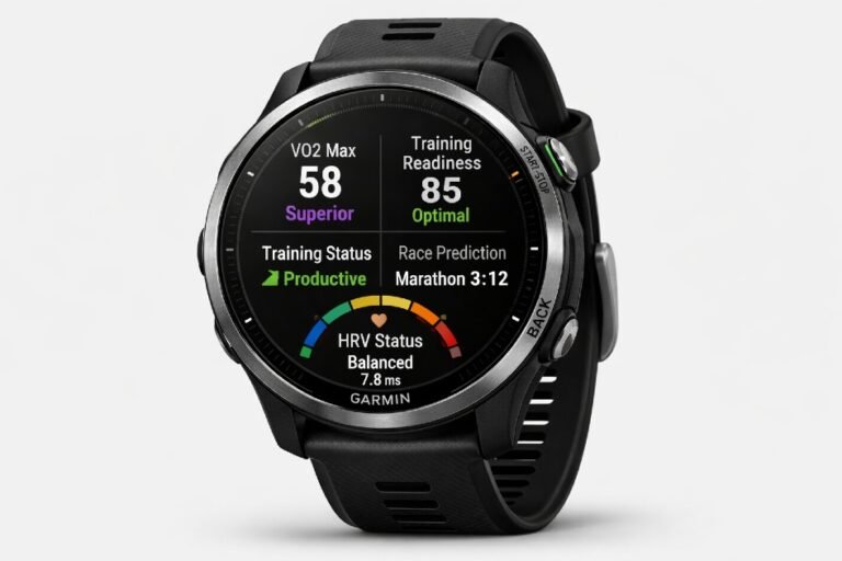 Garmin Forerunner 970 GPS running smartwatch displaying fitness metrics and performance tracking features
