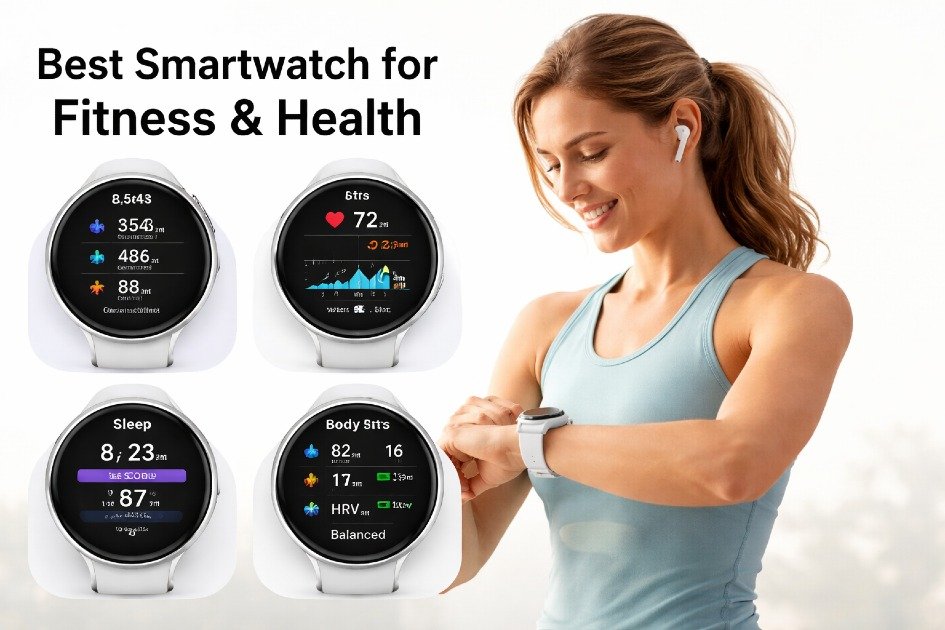 Active adult using Garmin Venu 3 smartwatch to track fitness, heart rate, sleep, and daily health metrics
