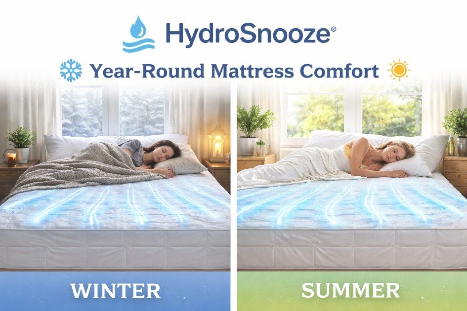 HydroSnooze mattress pad used in winter and summer