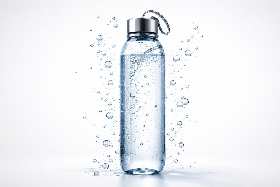 Hydrogen water bottle releasing healthy hydrogen-rich water for daily wellness and hydration.