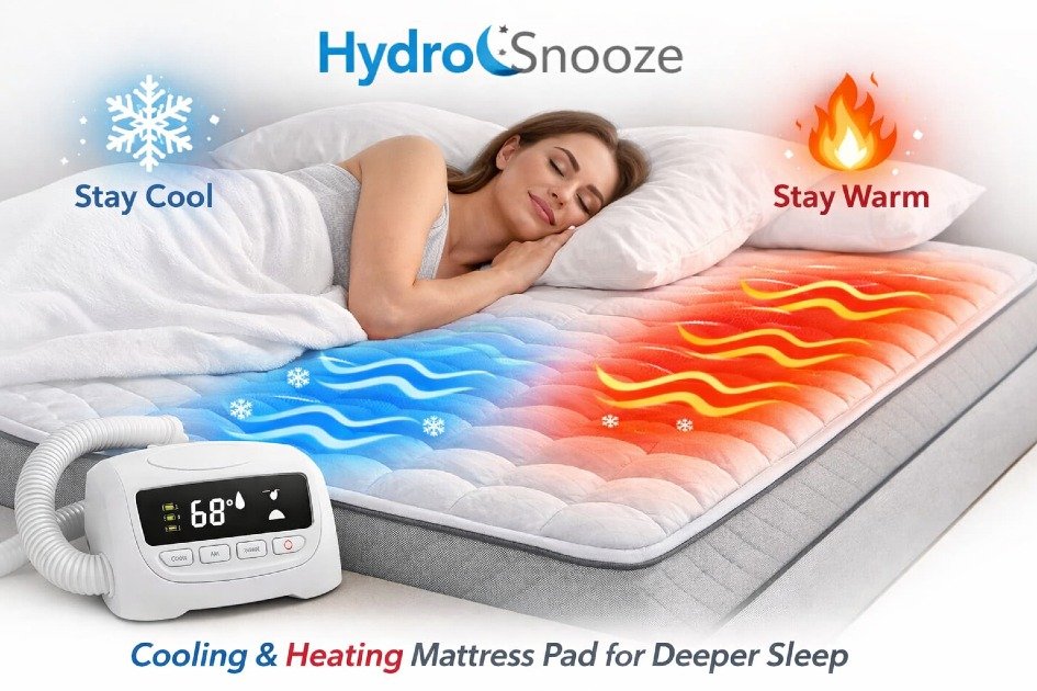 HydroSnooze cooling and heating mattress pad regulating sleep temperature for deeper, uninterrupted rest