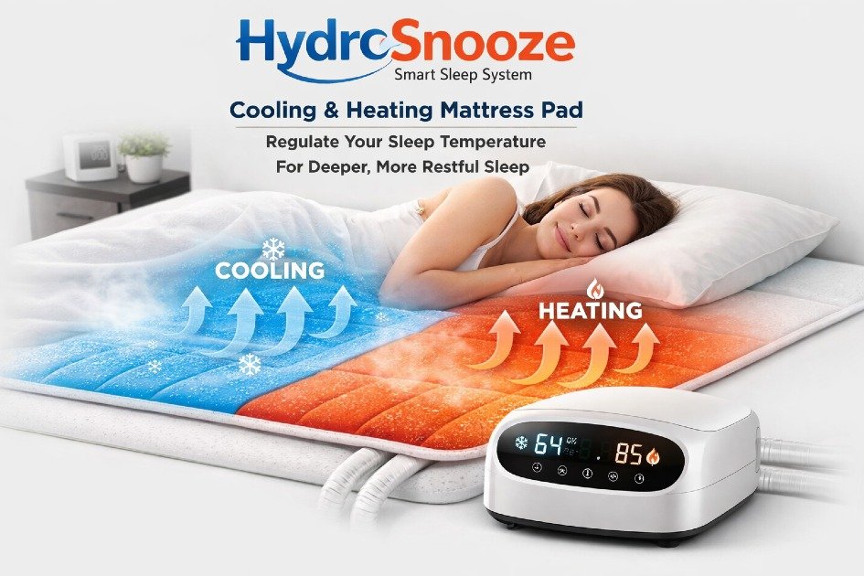 HydroSnooze cooling and heating mattress pad regulating sleep temperature for deeper, more restful sleep