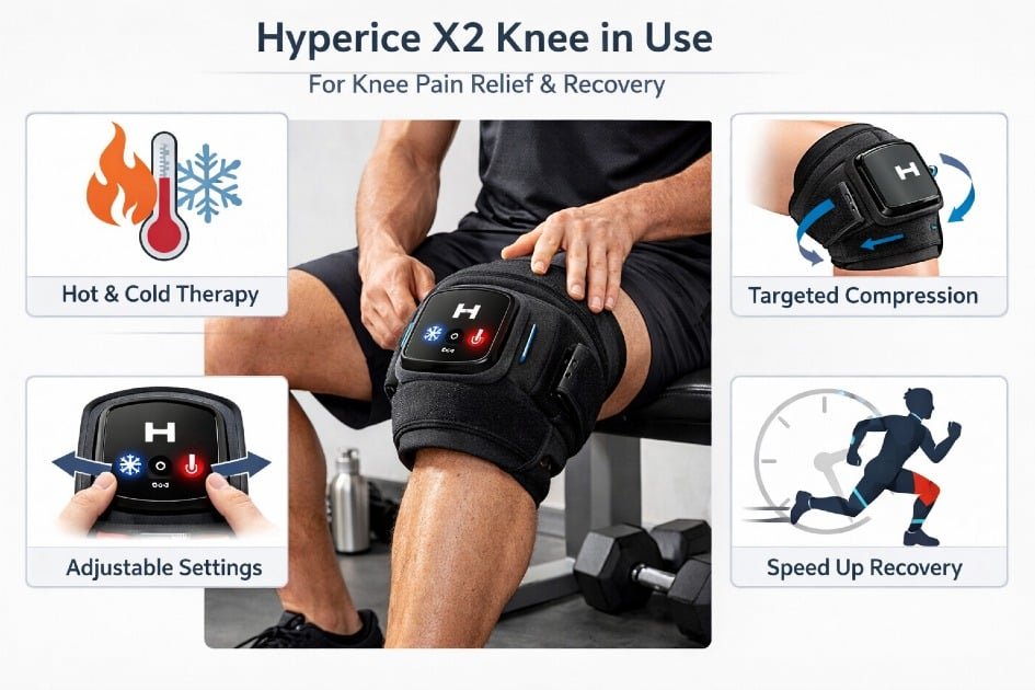 Hyperice X2 Knee in use for knee pain relief and recovery