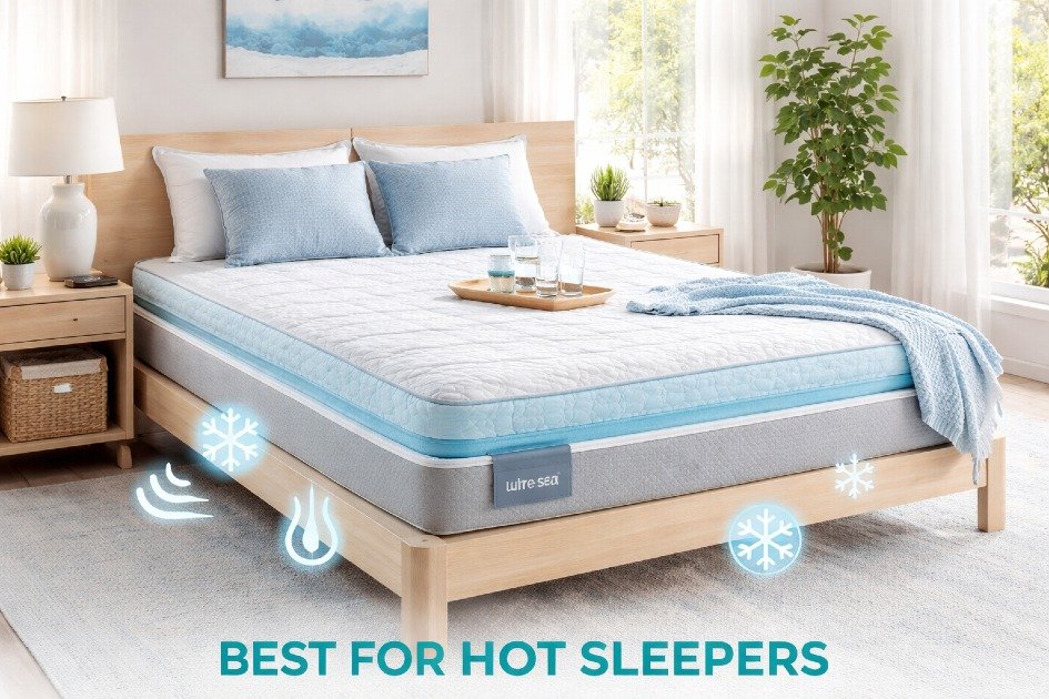 Leesa Ultra Cool mattress in a bright bedroom, showing comfort and cooling features ideal for hot sleepers.