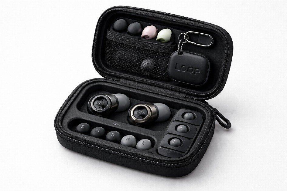 Black carrying case with Loop Switch 2 earplugs inside.