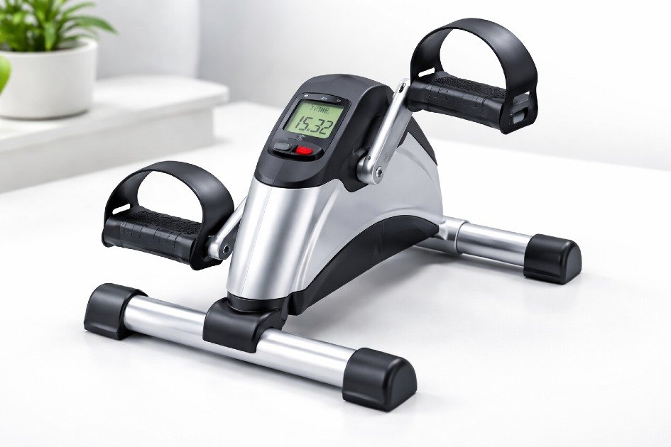 Arm and leg pedal exerciser used at home to improve circulation and low-impact fitness