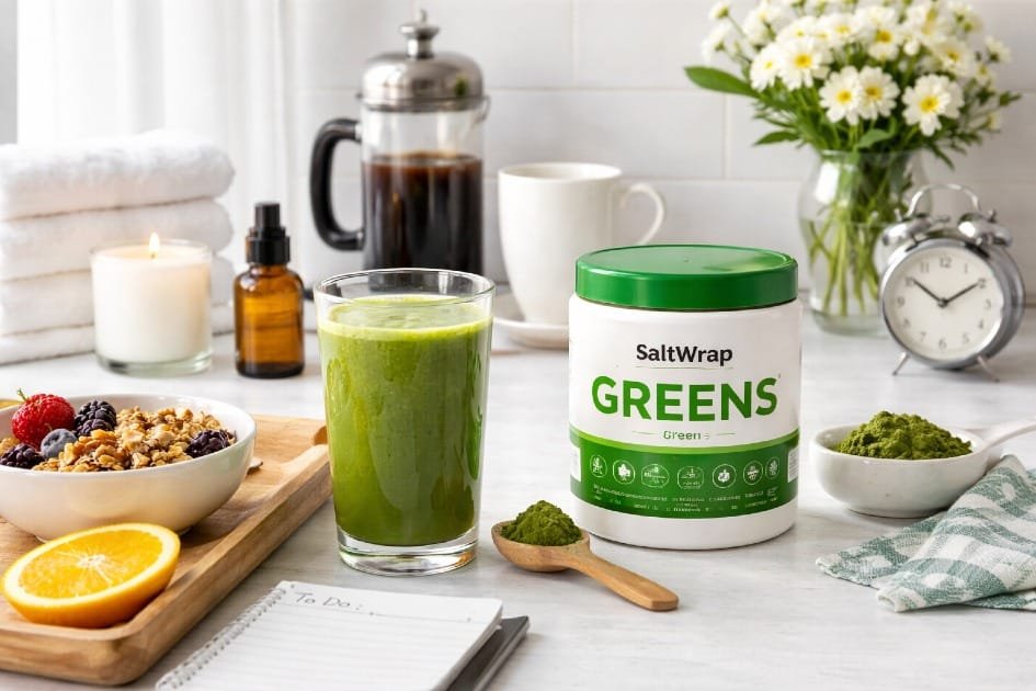 Morning routine with SaltWrap Greens