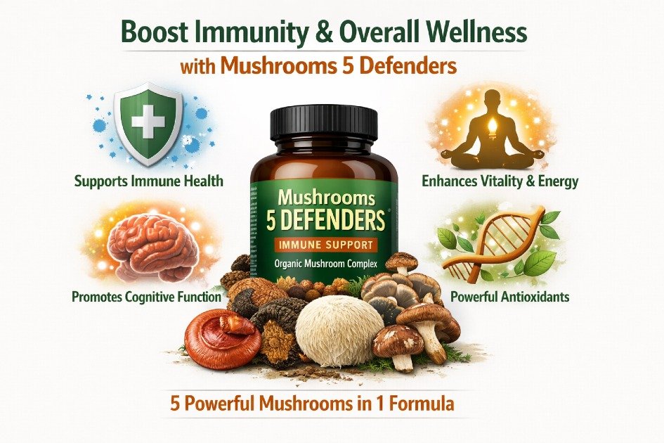 Boost immunity and overall wellness with Mushrooms 5 Defenders supplement