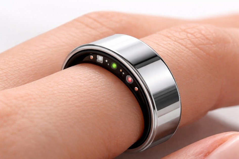 Close-up of Oura Ring 4 smart ring on a finger showing sleek design and health tracking features.