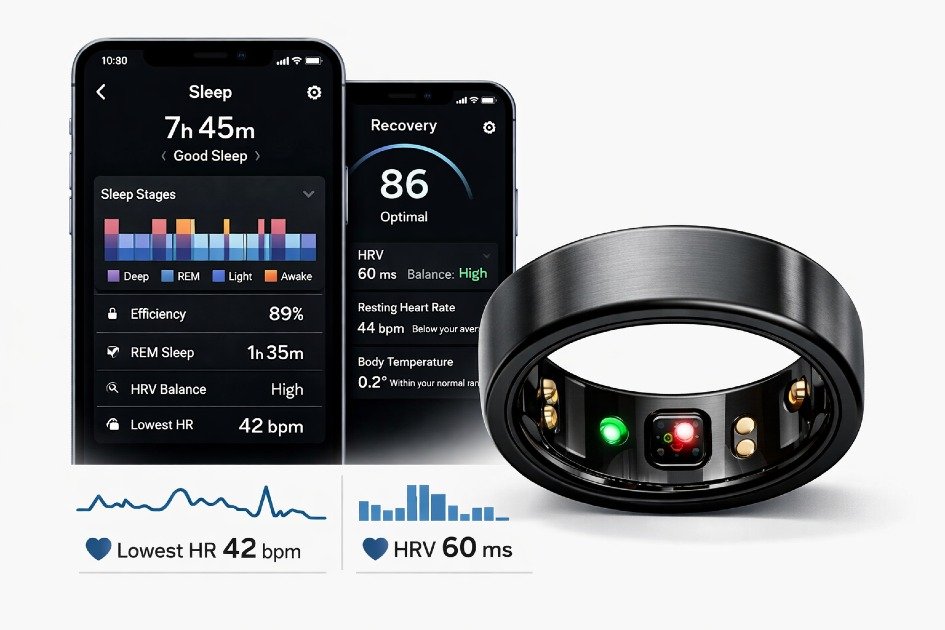 Oura Ring 4 smart ring tracking sleep heart rate and recovery metrics