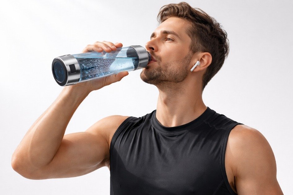 Athlete drinking advanced hydration beverage to boost performance and recovery