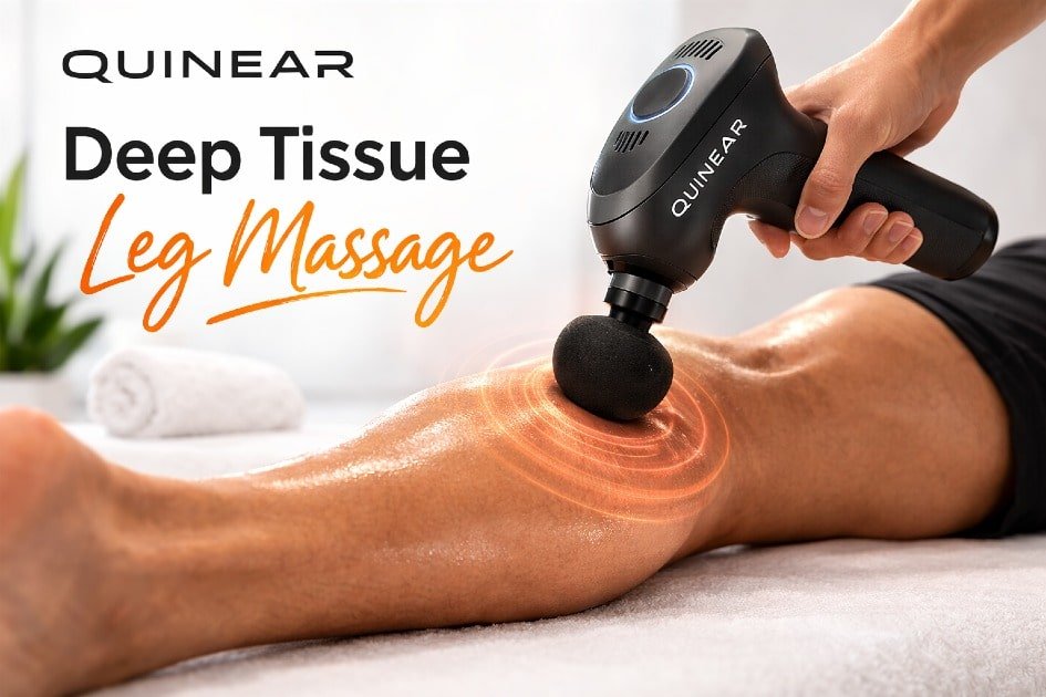 Deep tissue leg massage with QUINEAR Cordless