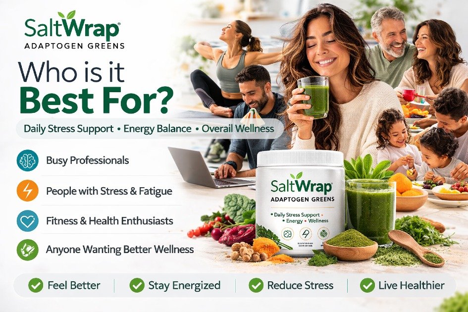 People choosing SaltWrap Adaptogen Greens for daily stress support, energy balance, and overall wellness.
