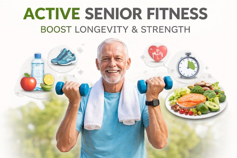 Active senior exercising outdoors to boost longevity and strength