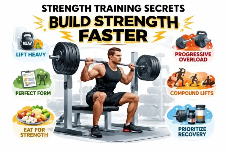 Man lifting weights using proven strength training techniques for faster results