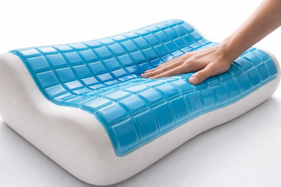 Close-up of Technogel Contour Pillow cooling gel layer showing comfort and pressure relief