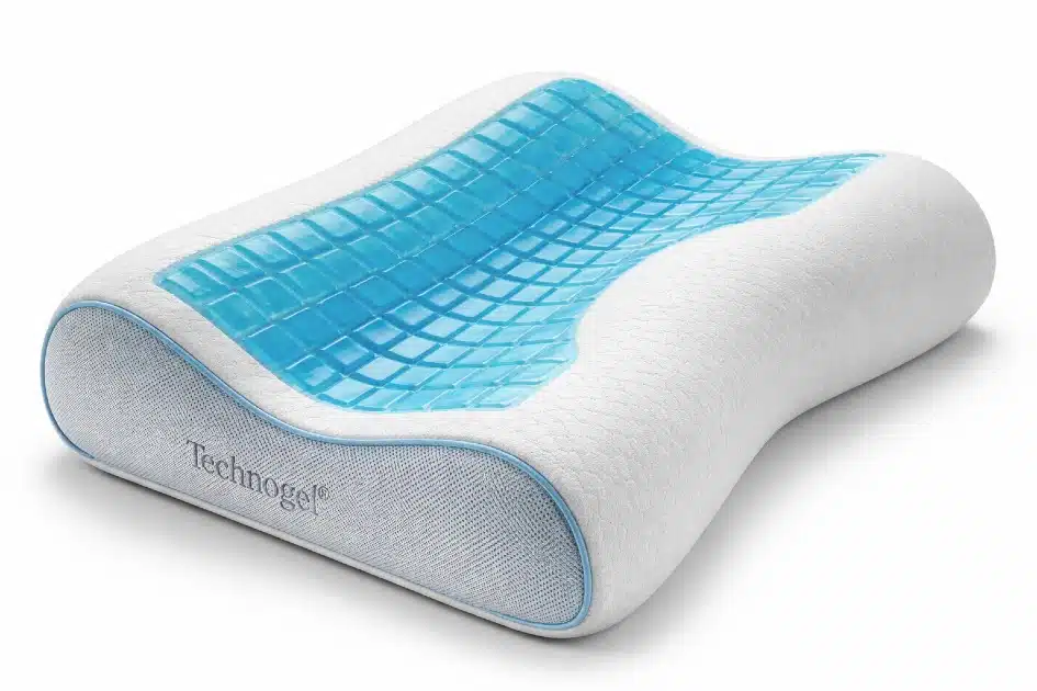 Close-up of the Technogel Contour Pillow showing unique gel-infused ergonomic design for superior neck support