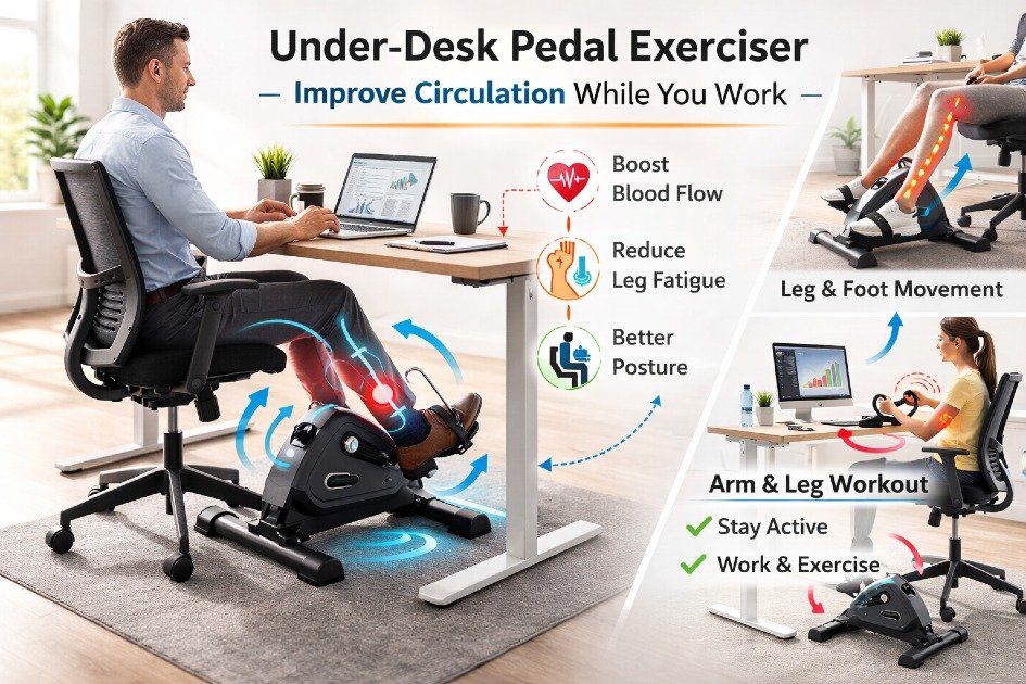 Under desk pedal exerciser improving circulation