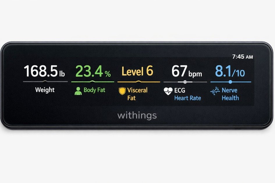 Withings Body Scan smart scale display screen