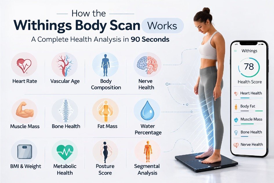 Withings Body Scan smart scale analyzing body composition and cardiovascular metrics