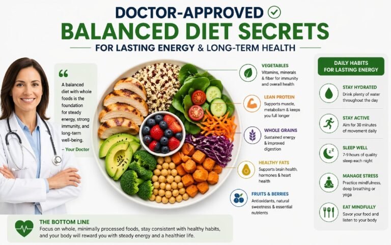 Doctor-approved balanced diet with whole foods for steady energy and long-term health
