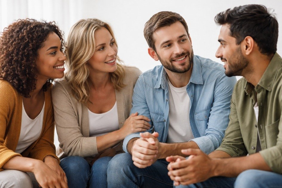 People engaging in deep conversation, symbolizing meaningful connections and authentic relationships.