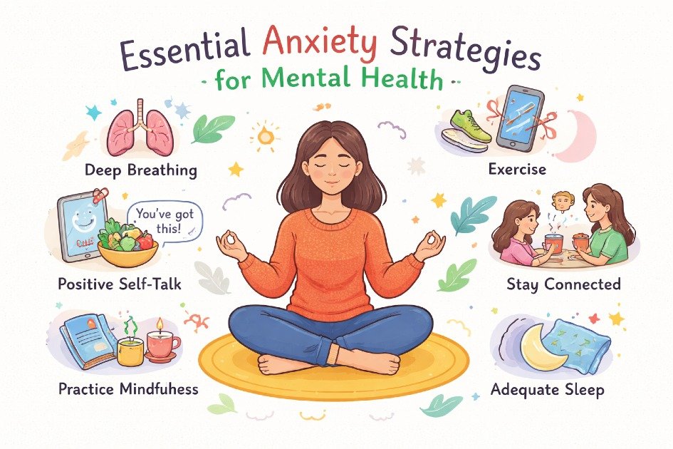 Person practicing calming anxiety strategies to boost mental health and wellbeing