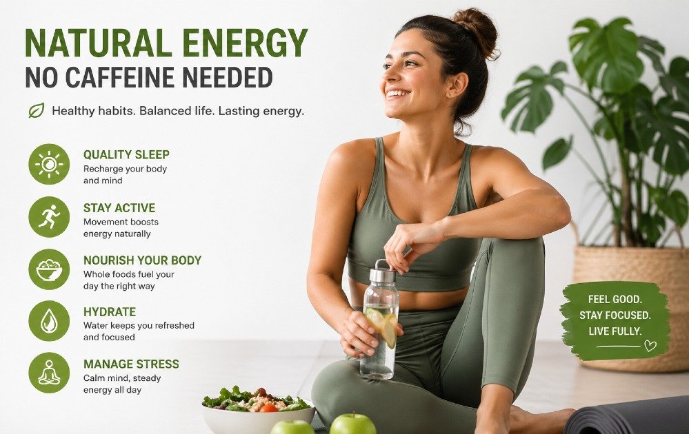 Person feeling alert, focused, and naturally energized without caffeine or stimulants
