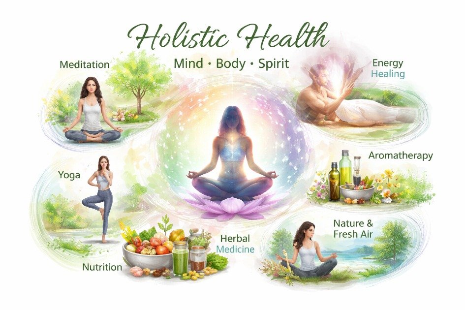Holistic health practices promoting mind, body, and spirit wellness.