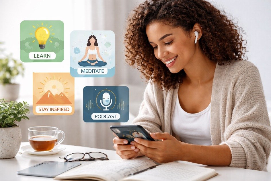 Person intentionally engaging with meaningful content instead of mindless scrolling on a smartphone