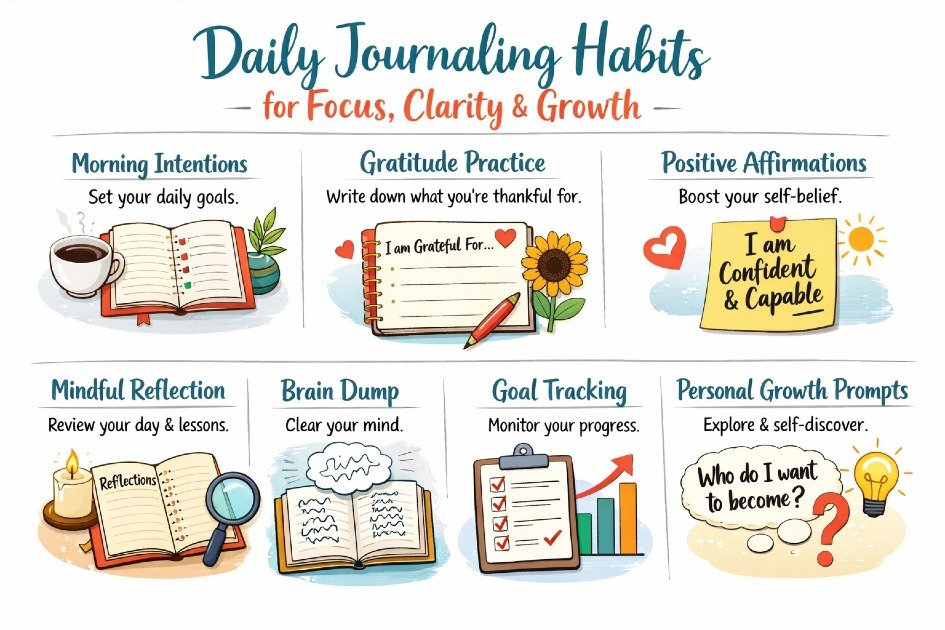Daily journaling habits that boost focus, clarity, and personal growth.