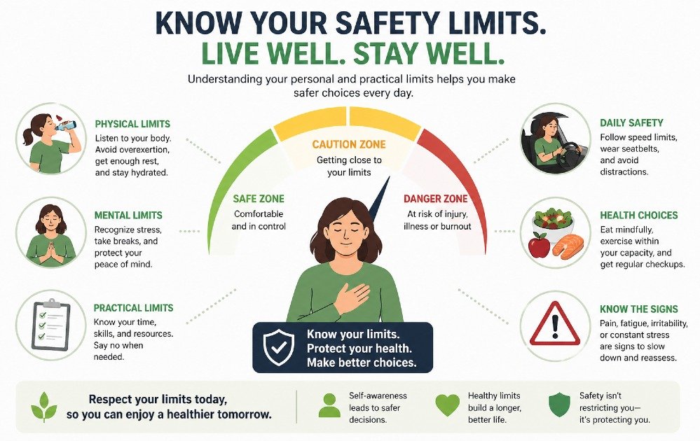 Illustration emphasizing the importance of understanding personal and practical safety limits in daily life and health decisions.