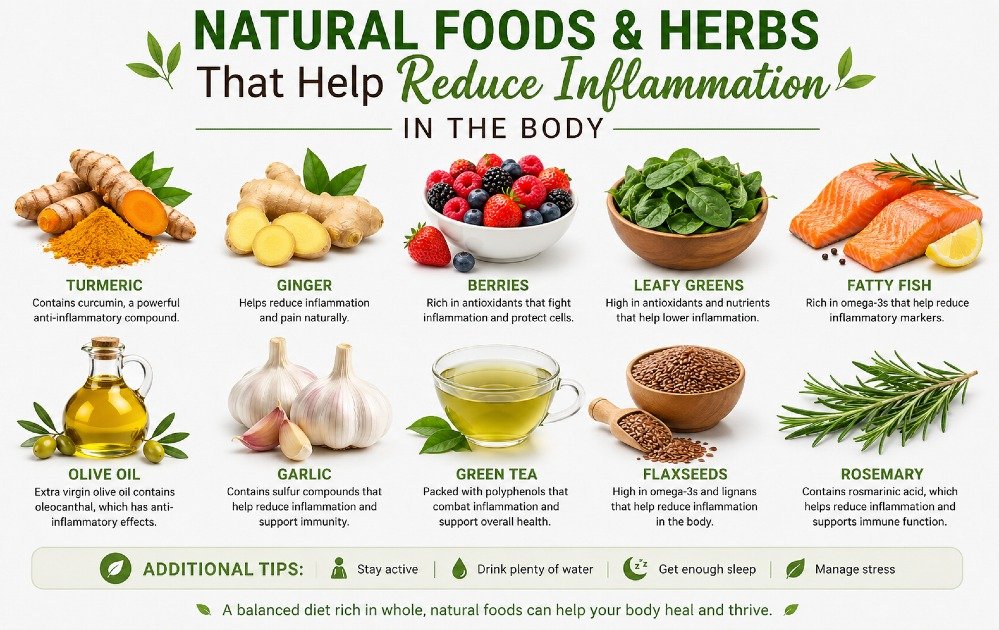 Natural foods and herbs that help reduce inflammation in the body