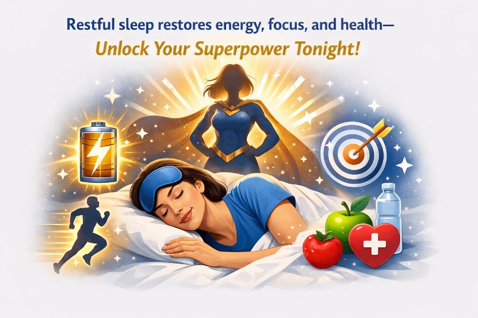 Restful sleep restores energy, focus, and health — unlock your superpower tonight.