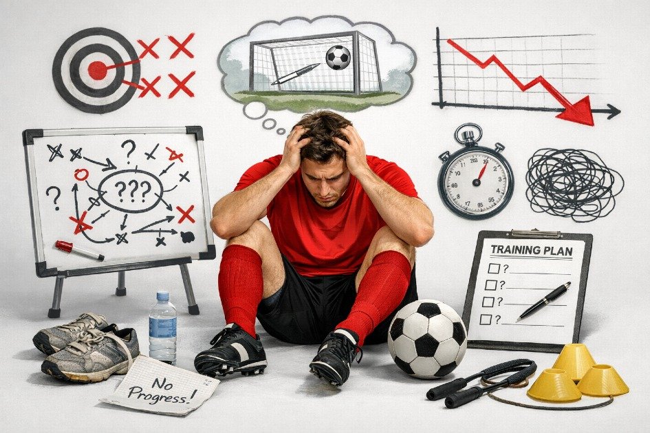 A frustrated athlete missing goals due to lack of a clear training strategy