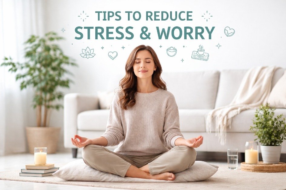 Woman practicing mindfulness to relieve stress and anxiety