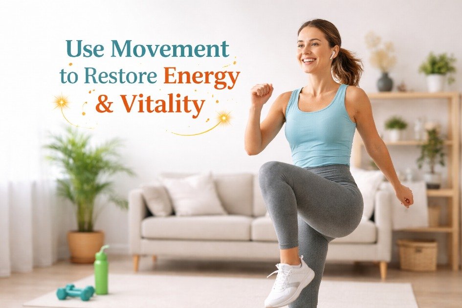 Person engaging in light exercise to naturally boost energy and reduce fatigue