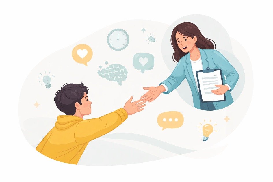 Person reaching out for professional support, symbolizing guidance and help